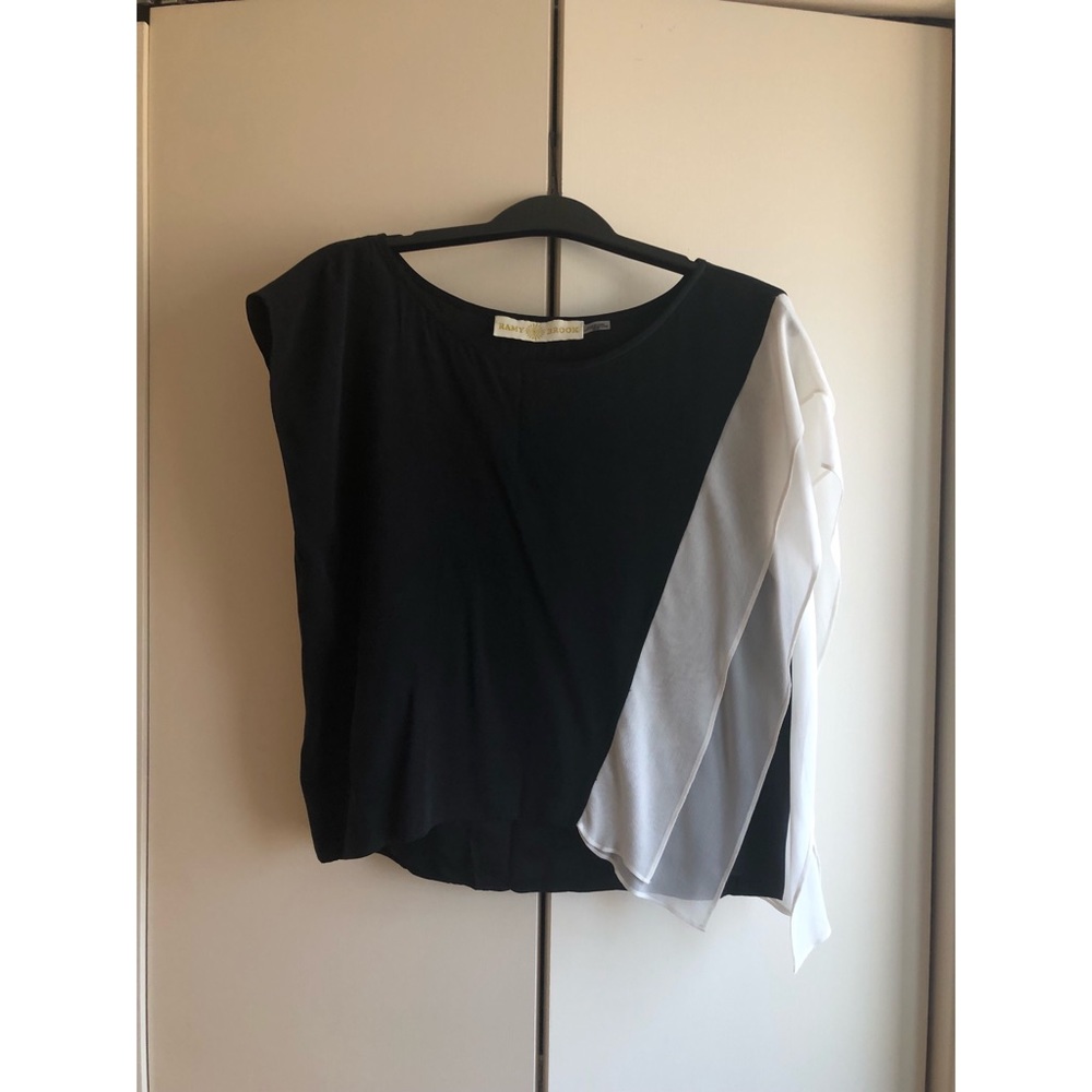 Black Ramy Brook Blouse with White Frill Detail